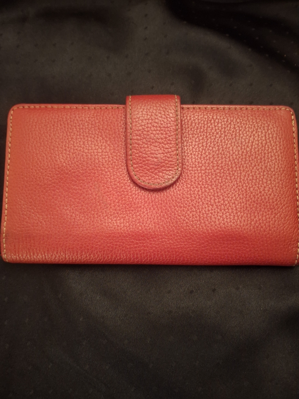 Pebbled Red Leather Snap Wallet